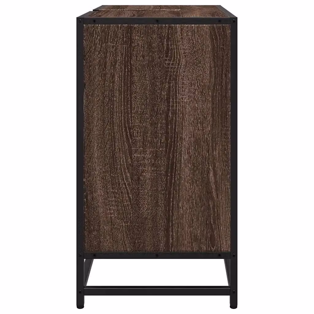 Berkfield Home Bathroom Sink Cabinet in Brown Oak, W: 65 cm, D: 33 cm, H: 60 cm – 4