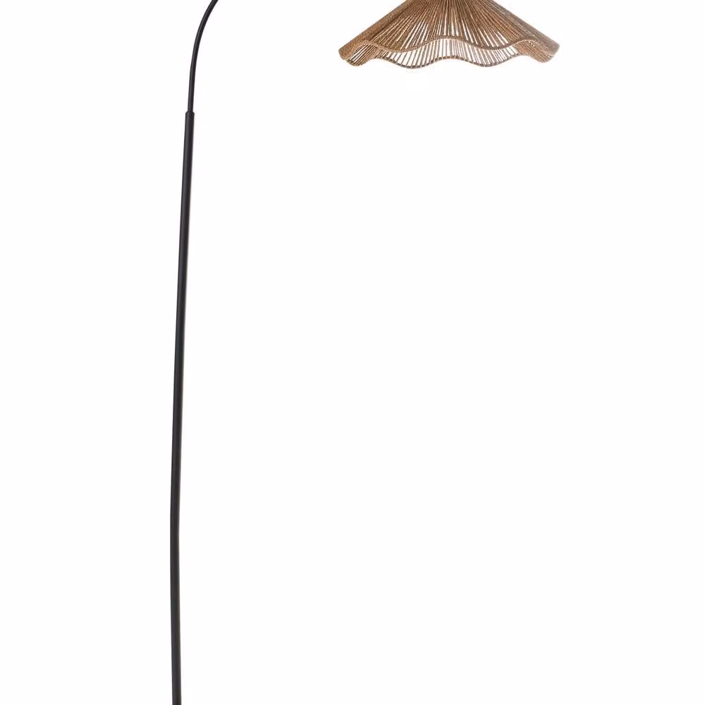 Wyld and Coco Haven Lights Natural Handmade Paper Shade Floor Lamp with Metal Base in Beige and Black – 2
