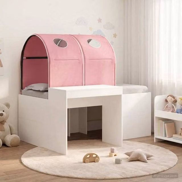Berkfield Home 3-Piece Childrens Bed with Tunnel in Artisan Oak and Pink Engineered Wood