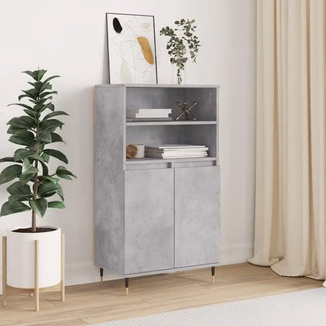 Berkfield Home Industrial Highboard in Concrete Grey, W: 60 cm, D: 36 cm, H: 110 cm – 1