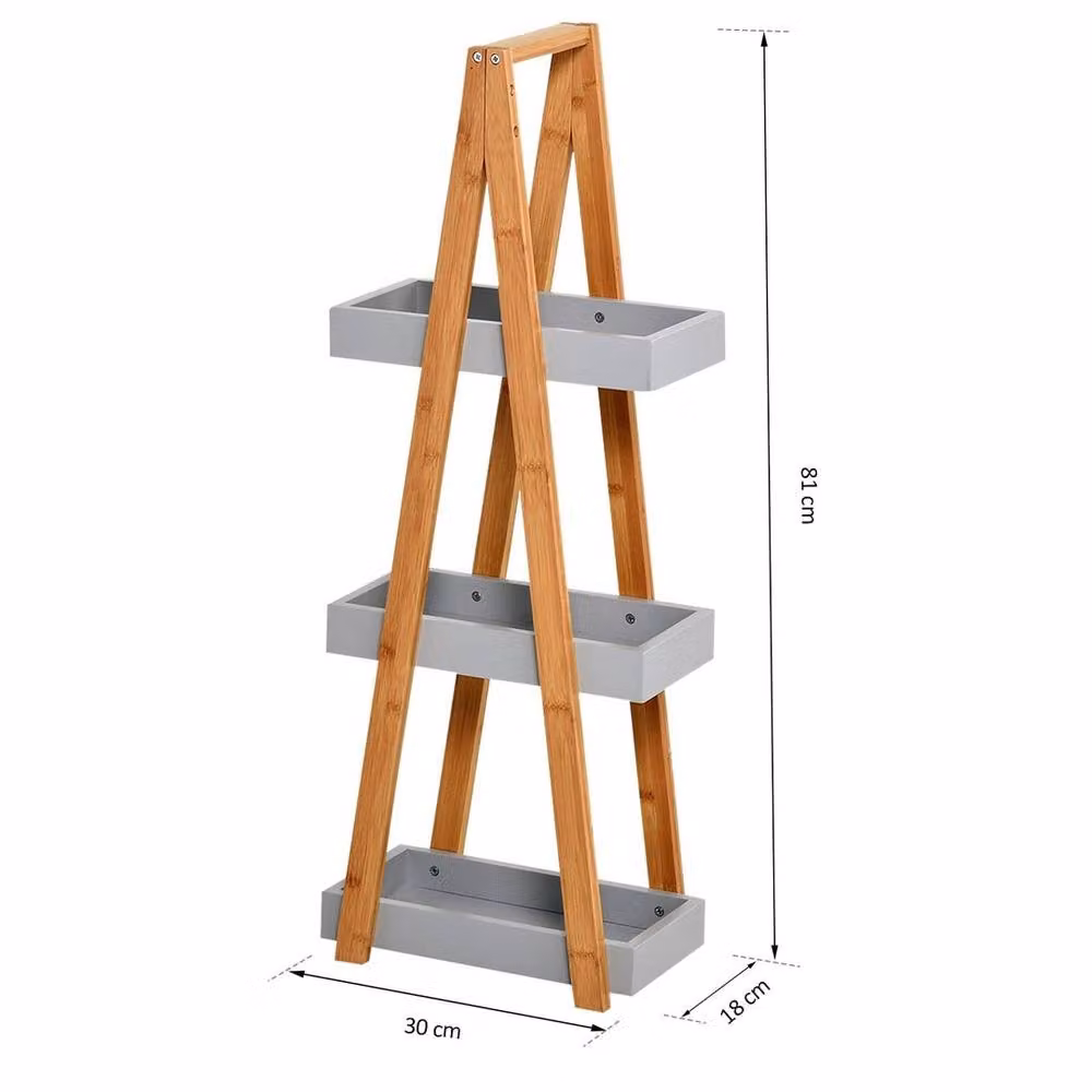 EONLION 3-Tier Brown A-Frame Ladder Bathroom Storage Shelves – 2