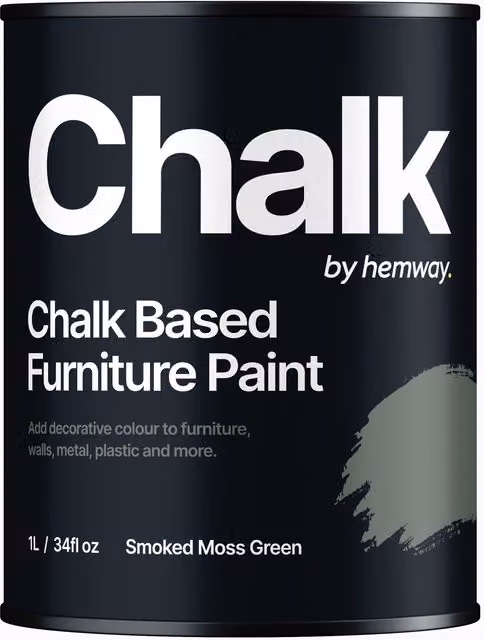 Hemway Chalk Based Furniture Paint in Flat Matt Smoked Moss Green, 1L