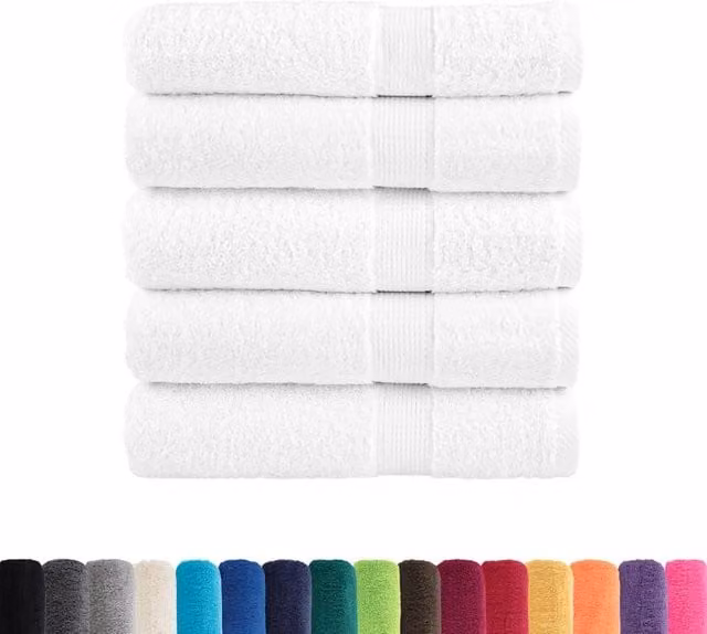 Berkfield Home SOLUND Premium Cotton Terry Shower Towels, White, 25 Pack, W: 70 cm, L: 140 cm, 600gsm
