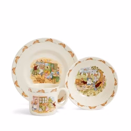 Royal Doulton Bunnykins 3-Piece Bone China Dinnerware Set in Beige and Multicolour