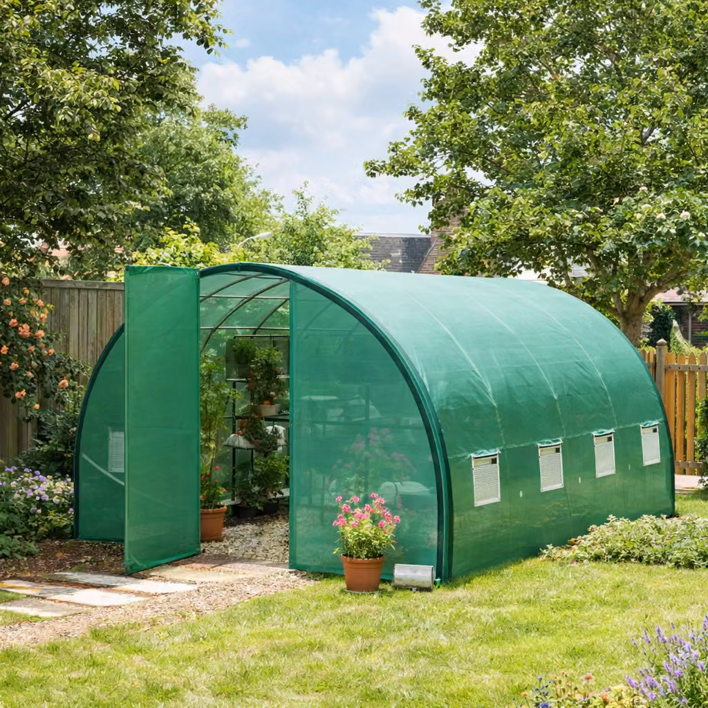 Outsunny Green Walk-in Greenhouse with Vent Windows and Door, W: 400 cm, D: 300 cm, H: 210 cm – 2