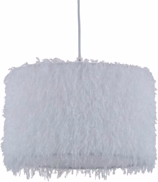 First Choice Lighting Rogers White Shaggy Easy Fit Pendant Shade, Diameter: 30 cm