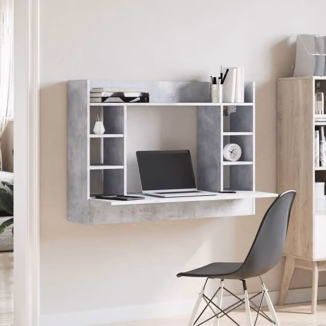 Berkfield Home Modern Wall-Mounted Writing Desk in Grey, W/D/H: 105 x 48 x 75 cm – 1