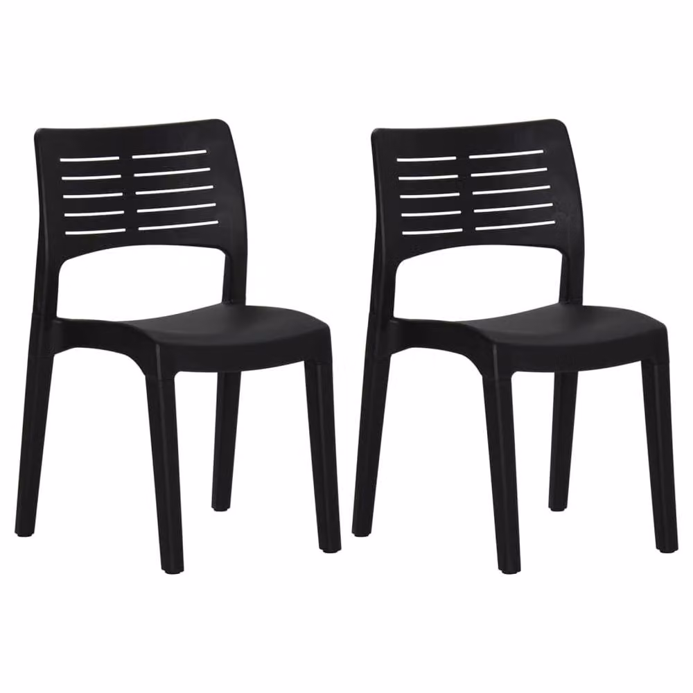 Berkfield Home Set of 2 Anthracite and Black Polypropylene Garden Chairs – 3