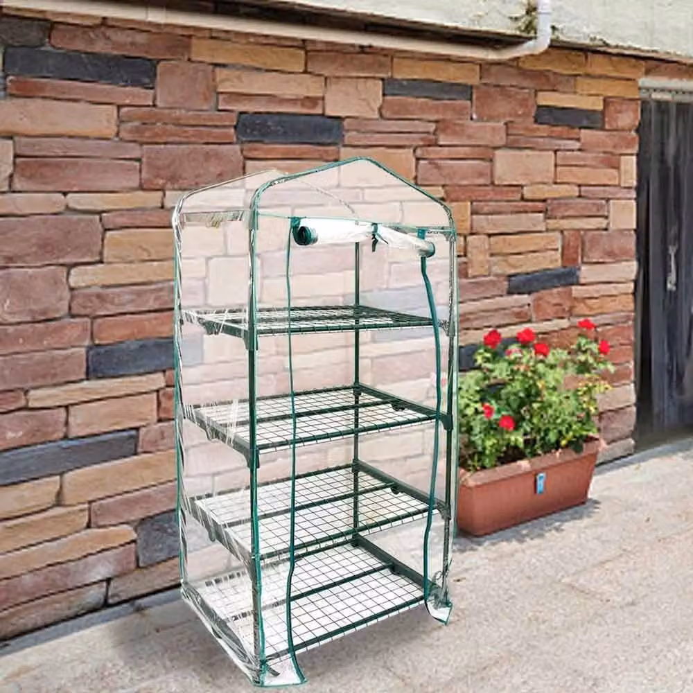 NESTLUNE 4 Tier Green Clear PVC Greenhouse Bag for Garden Plants, W/D/H: 120 x 90 x 155 cm – 4
