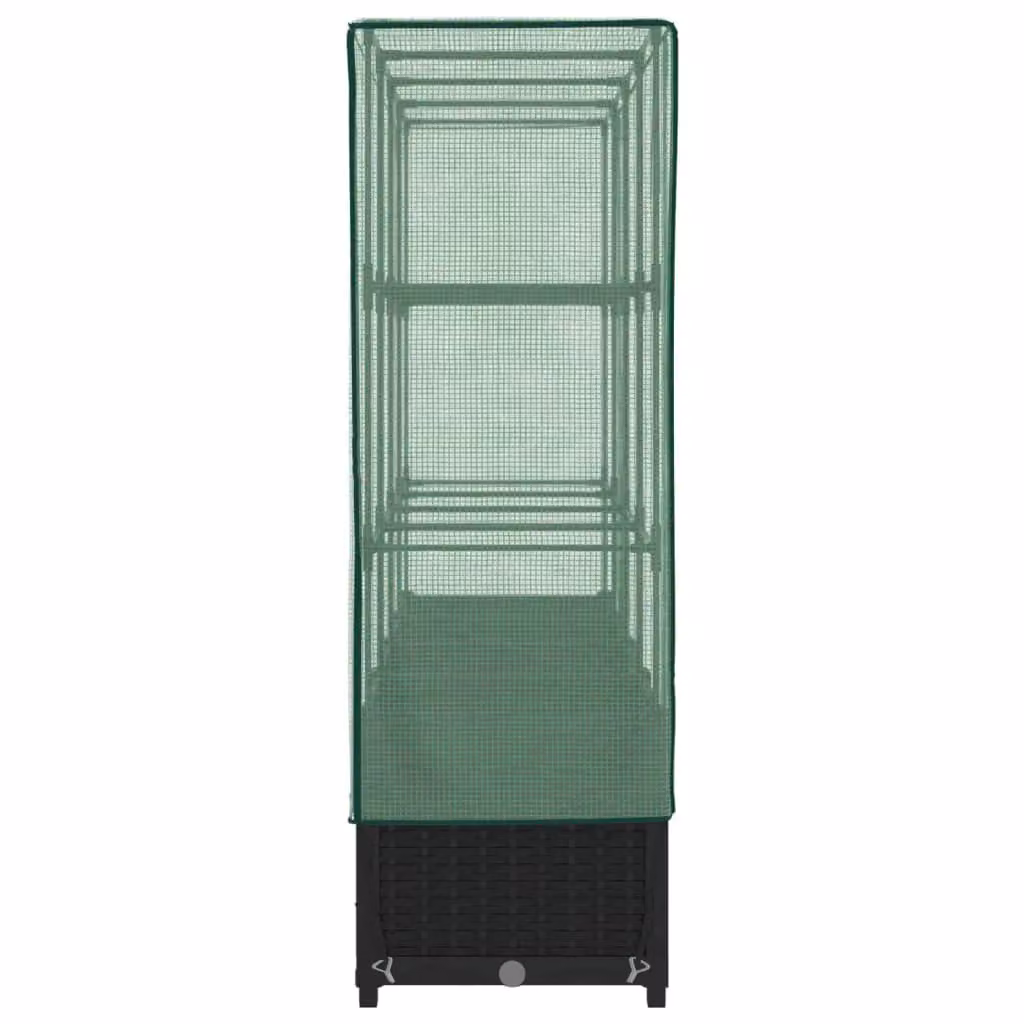 Berkfield Home Raised Bed with Greenhouse Cover in Black Rattan Look, W: 160 cm, D: 40 cm, H: 138 cm – 4