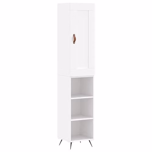 vidaXL Modern White Highboard with Hinged Doors and Internal Shelves, W/D/H: 34.5 x 34 x 180 cm