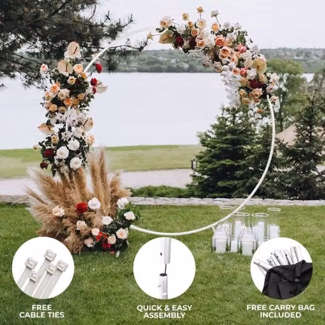 Monstershop Round White Metal Wedding Moongate Arch, Diameter: 200 cm – 1