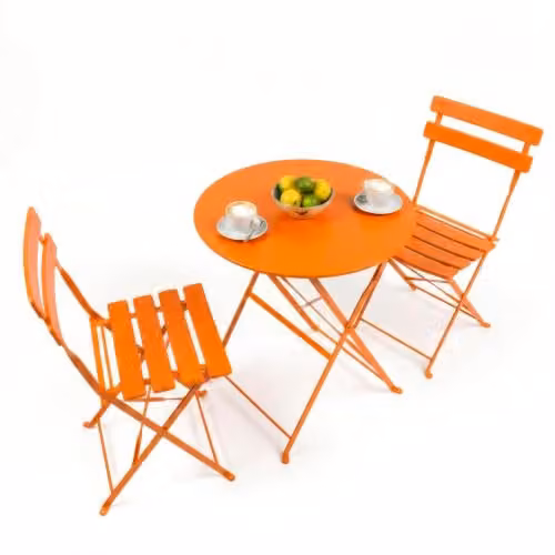 Harbour Housewares 2 Seater Round Bistro Garden Furniture Set in Orange