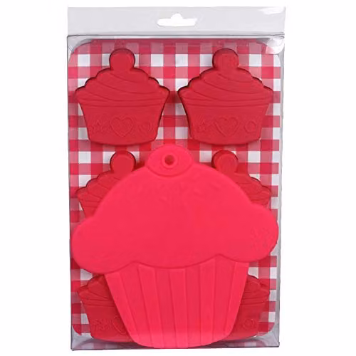 Orsina Non-Stick Cupcake Baking Set with Silicone Moulds, Spatula and Tray in Pink and Yellow – 3