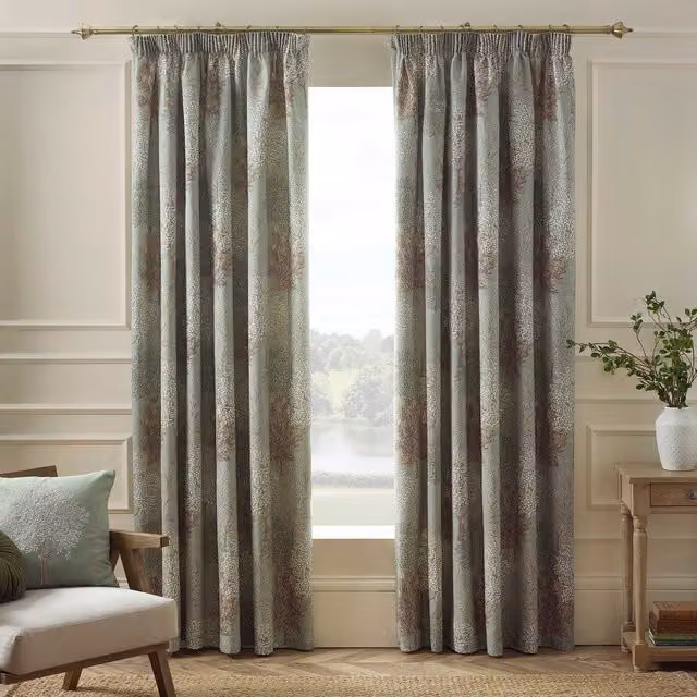 Catherine Lansfield Woodland Trees Pencil Pleat Curtains, Green