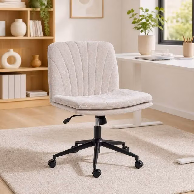 STILVORA Modern Fabric Home Office Task Chair in Beige with 360 Degree Swivel and Castors – 1