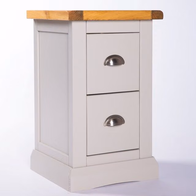Cabinet Bits Loreo 2 Drawer Petite Bedside Cabinet in Grey Waxed Pine
