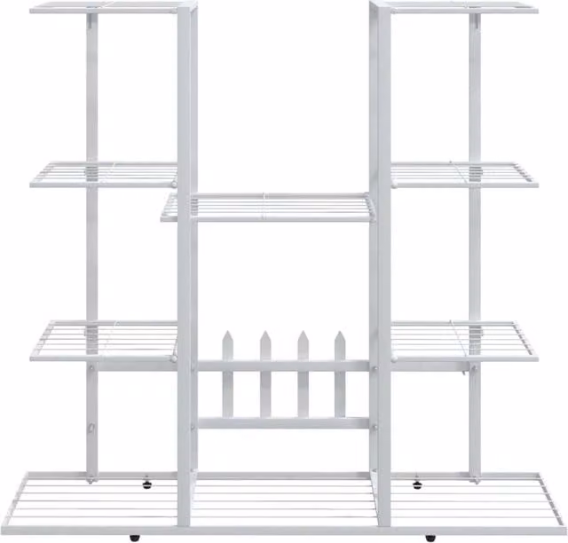 Berkfield Home Durable White Iron Flower Stand, W/D/H: 94.5 x 25 x 89 cm