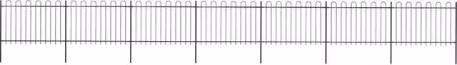 Berkfield Home Garden Hoop Top Steel Fence, Black, W: 11.9 m, H: 1.2 m
