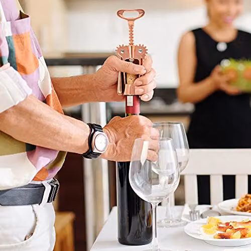 Joeji's Kitchen Deluxe Rose Gold Wine Bottle Opener Set with Winged Corkscrew, Waiter's Friend and Storage Bag – 4