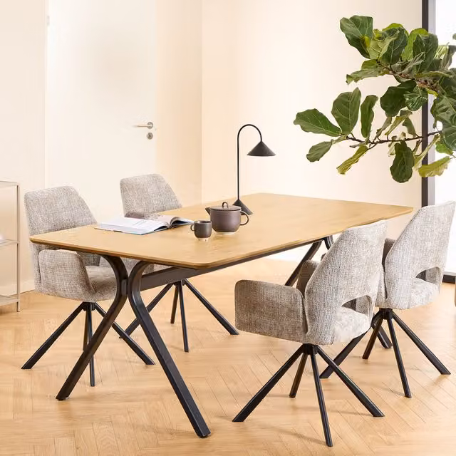 Furniture To Go Bristol Rectangular Dining Table in Wild Oak and Black Metal – 1