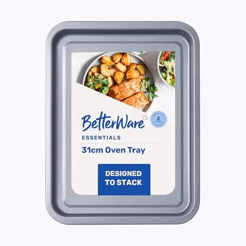 Betterware Essentials Non-Stick Silver Carbon Steel Baking Sheet, 31 cm – 1
