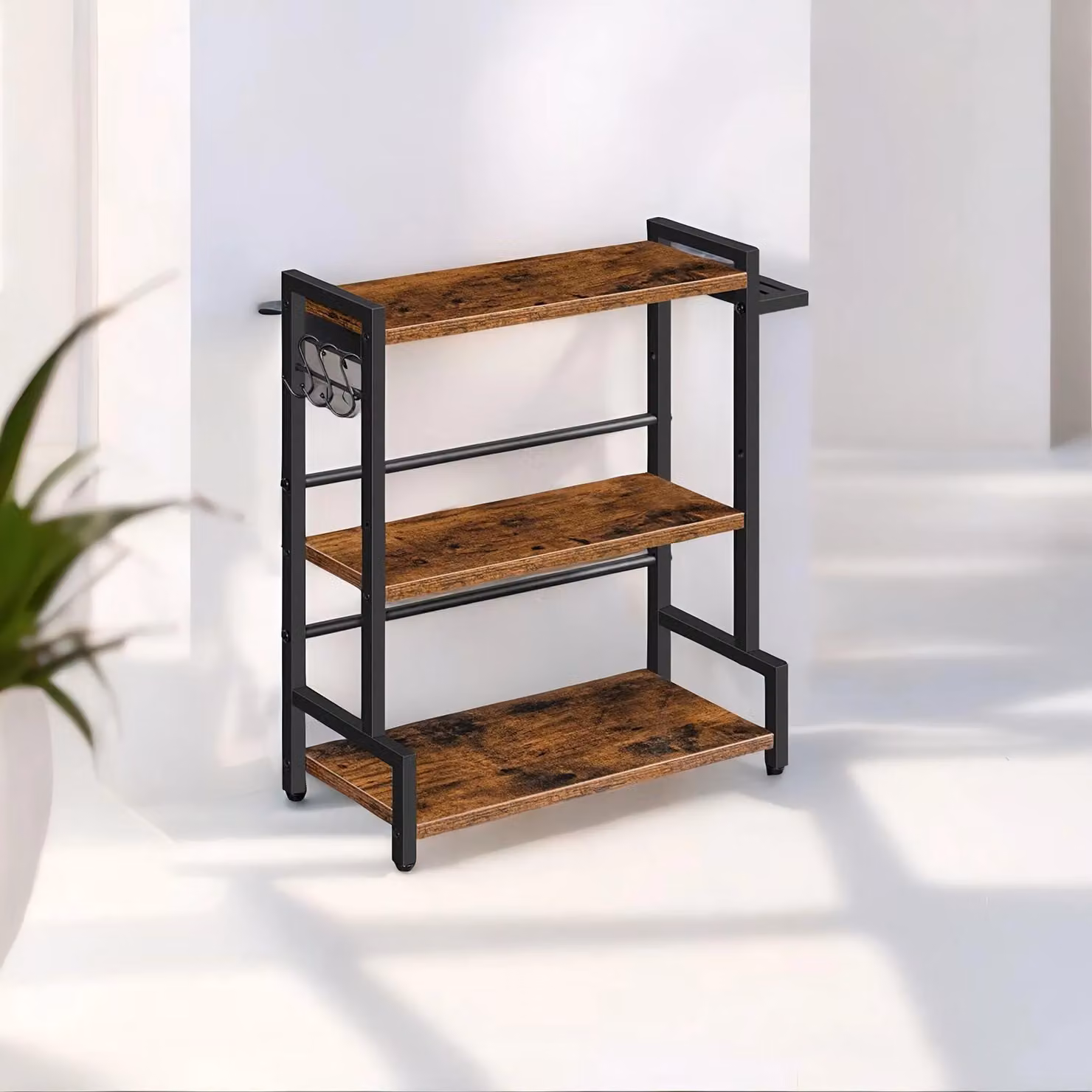 Rafaelo Mobilia Industrial Countertop Spice Rack in Brown with Adjustable Shelves, W/D/H: 51.0 x 43.0 x 20.0 cm – 3