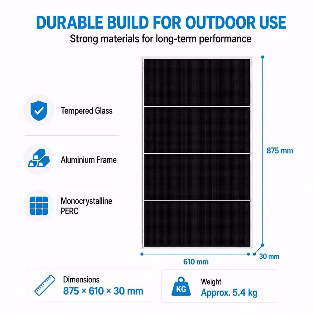 GWSOLAR 100W Monocrystalline PERC Efficient Solar Panel with MC4 Connectors in Black – 4