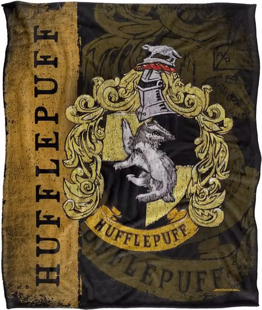 Warner Brothers Harry Potter Hufflepuff House Crest Fleece Blanket, W/D/H: 152 x 127 cm, White/Multicolour – 6