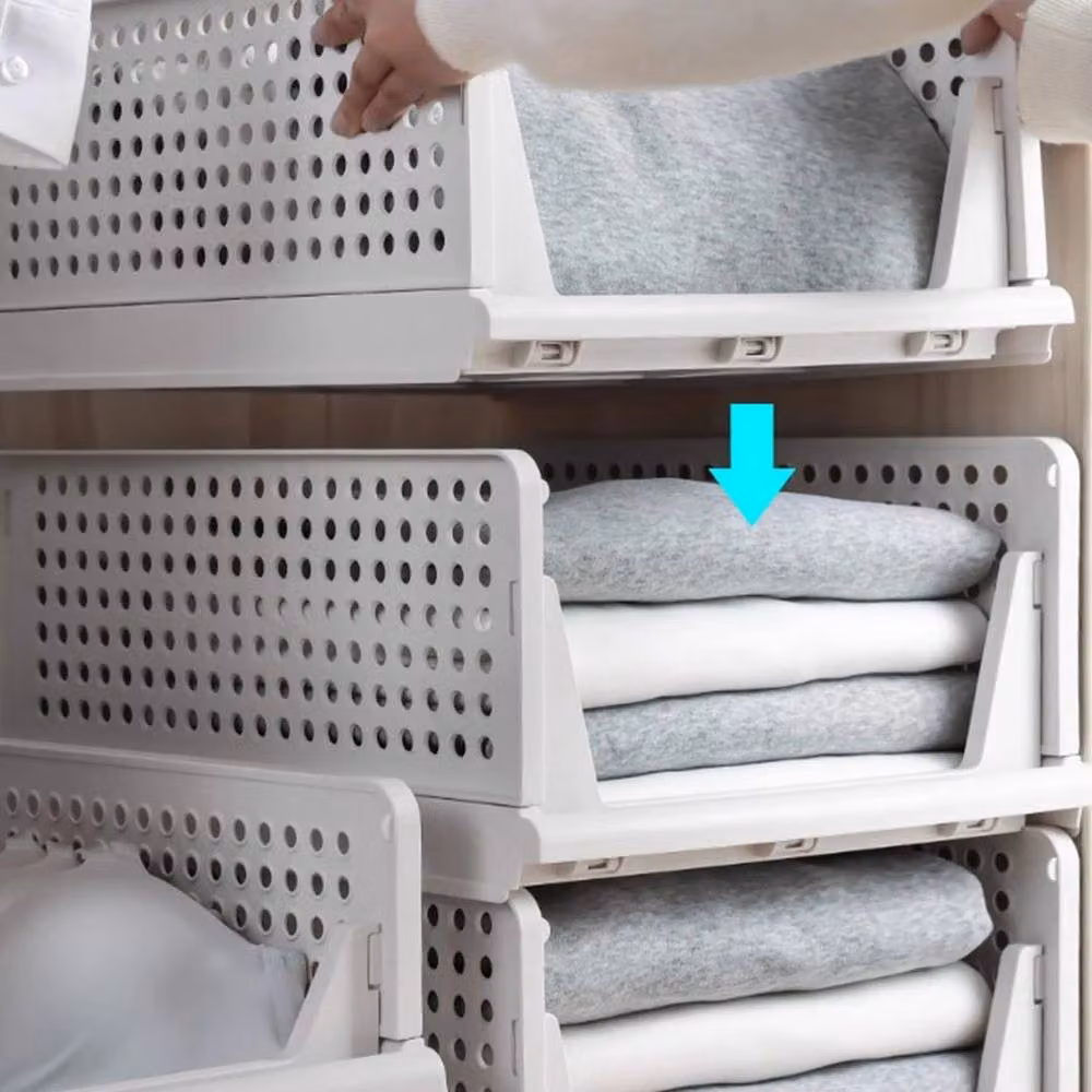 FLAVORA White Extra Large Foldable Mesh Storage Basket Drawer – 2