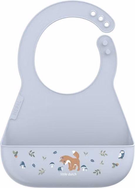 Little Dutch Mio Silicone Crumb Catcher Bib in Blue, BPA-Free and Dishwasher Safe