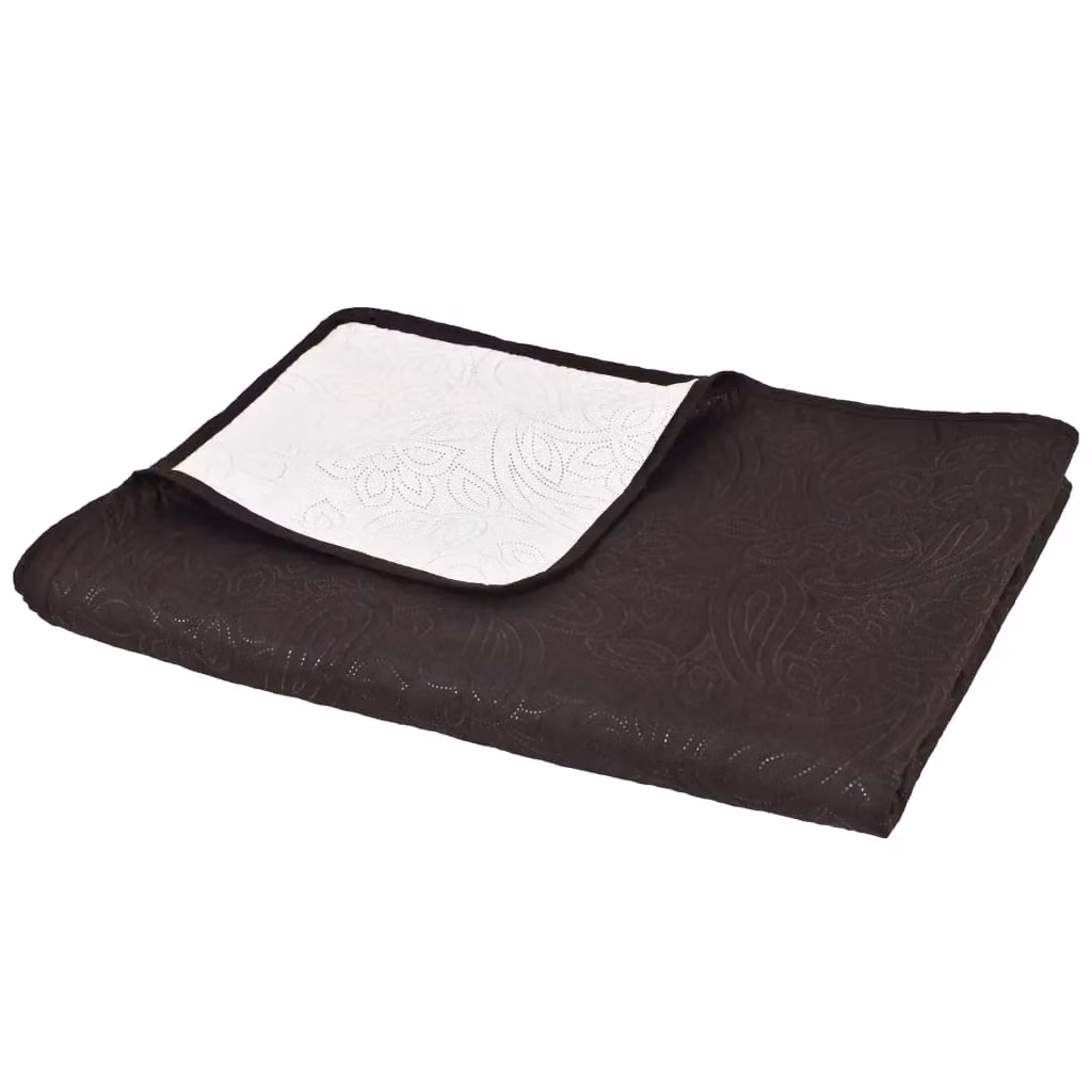 Berkfield Home Reversible Quilted Microfibre Bedspread in Brown and Beige, W: 220 cm, D: 240 cm – 3
