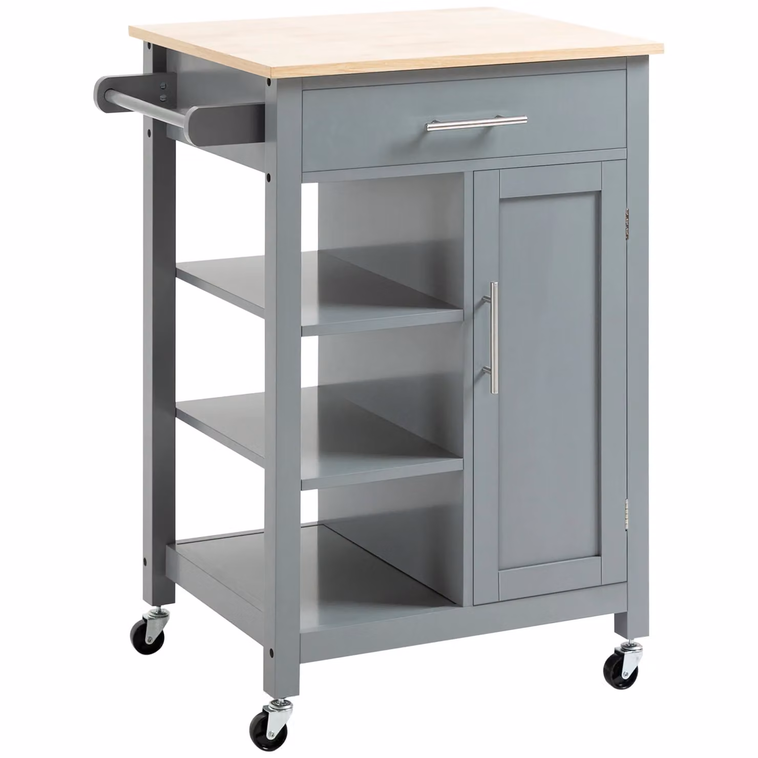 HOMCOM Compact Kitchen Trolley Utility Cart with Open Shelf and Drawer in Grey – 2