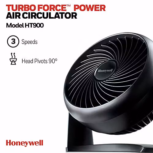 Honeywell TurboForce HT900E Black Table and Wall Mountable Fan with 3 Speed Settings and Oscillation – 3