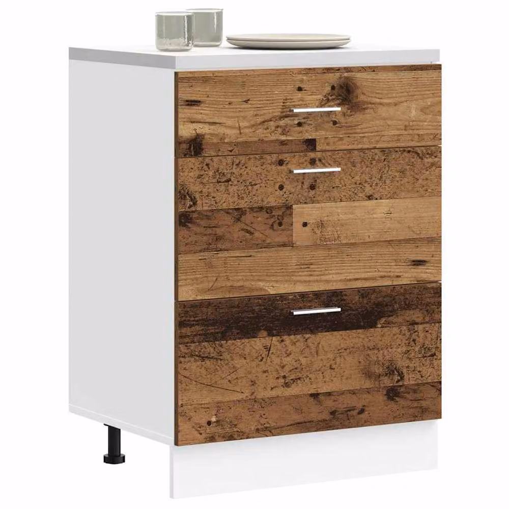 Berkfield Home Kitchen Base Cabinet in Old Wood Brown, W/D/H: 81.5 x 46.0 x 60.0 cm – 2