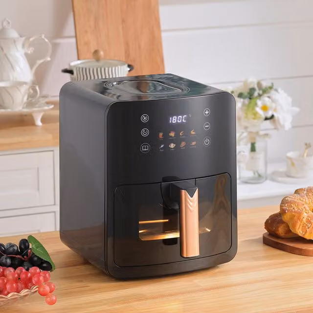 Livingandhome Digital Air Fryer with Viewing Window and Digital Display, Black