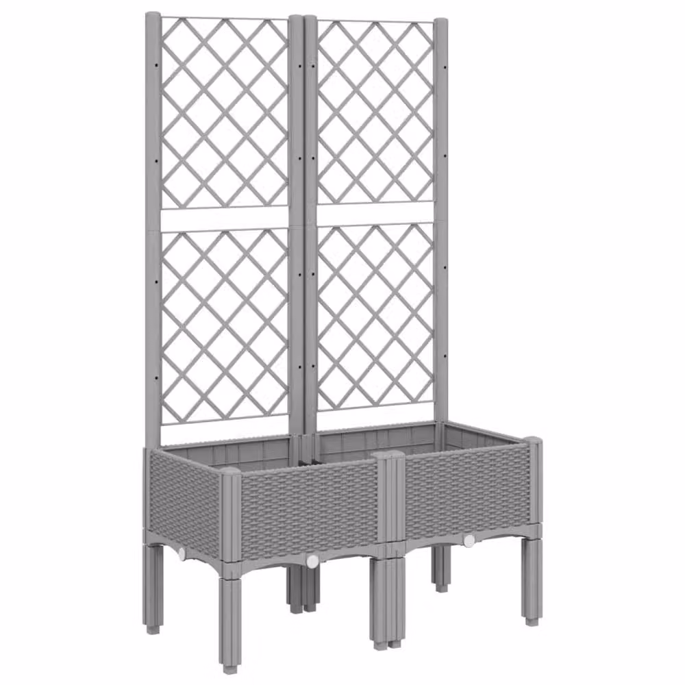 Berkfield Home Garden Planter with Trellis, Light Grey, W: 80 cm, D: 40 cm, H: 142 cm – 3
