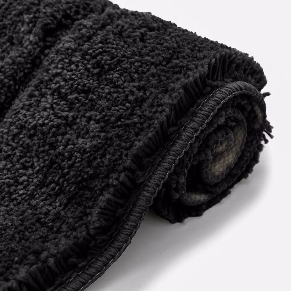 Velosso Mayfair Microfibre Cashmere Feel Non-Slip Bathmat in Black – 2