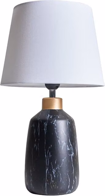 Selma Marble Effect Table Lamp in White and Copper, Height: 44 cm