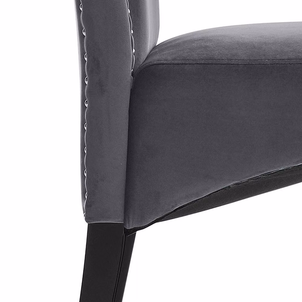 Garden Sanctuary Set of 2 Grey Velvet High Back Dining Chairs – 7