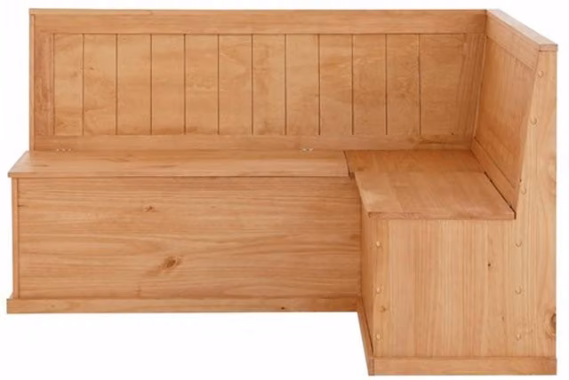 Sara Corner Bench S in Stain Wax White and Brown Wood