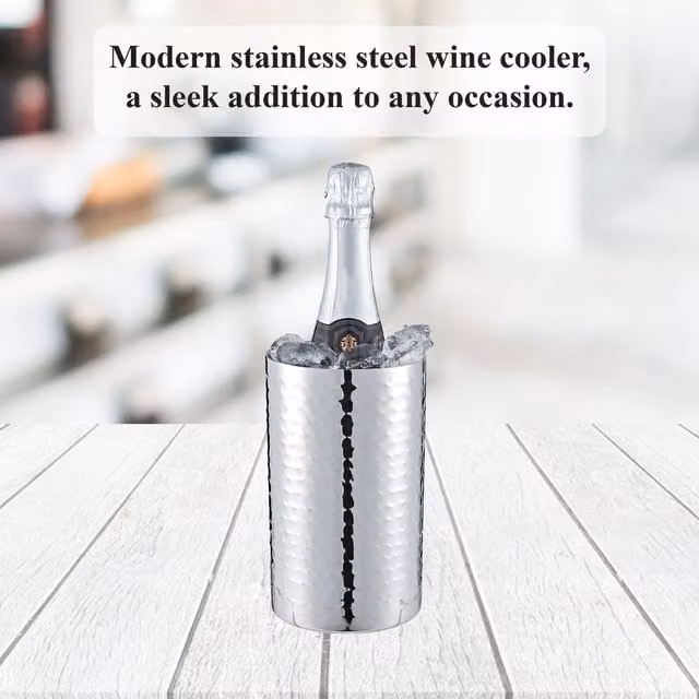 Buckingham Double Wall Stainless Steel Ice Bucket with Hammered Effect, 1.5 l, Silver