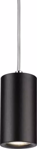 Knightsbridge Dasan Single Short Fixed Round Black Aluminium Pendant Light