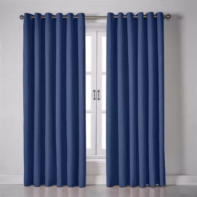 Livinluxury Blue Blackout Eyelet Curtains with Thermal Insulation