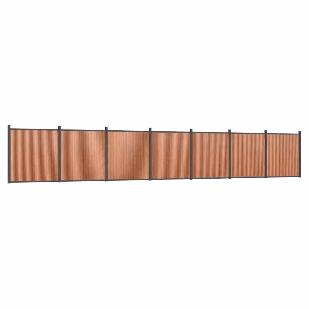 Berkfield Home Brown WPC and Aluminium Fence Panel, W: 1218 cm, H: 186 cm – 1