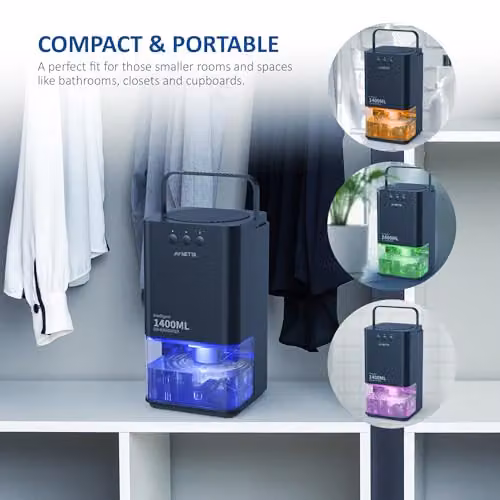 NETTA Mini Dehumidifier with 24-Hour Timer and 7-Colour LED Light, 1.4 l, Black – 4