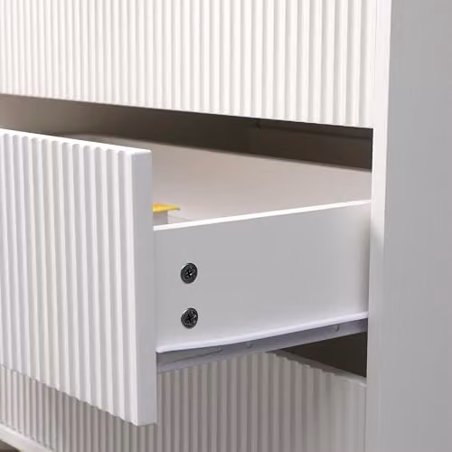 MMT Furniture Designs Moderna 3 Drawer Glossy Chest of Drawers with Fluted Geometric Detail in White, Black or Gold – 4