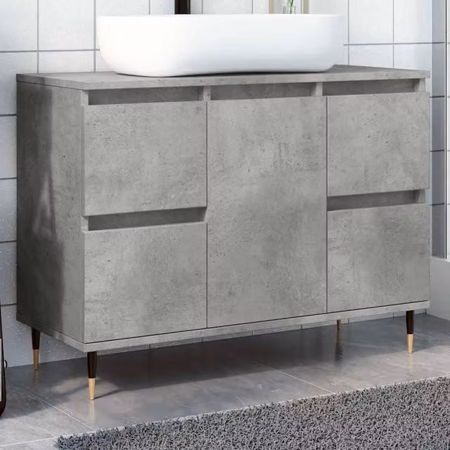 Berkfield Home Concrete Grey Bathroom Cabinet with Internal Drawers, W/D/H: 80 x 33 x 60 cm