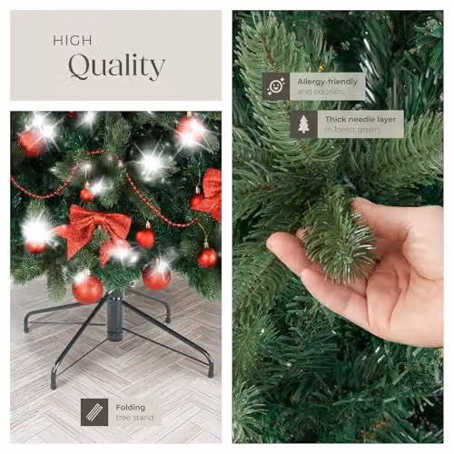 tectake Prancer Artificial Christmas Tree in Green with Metal Stand, Height: 230 cm – 5