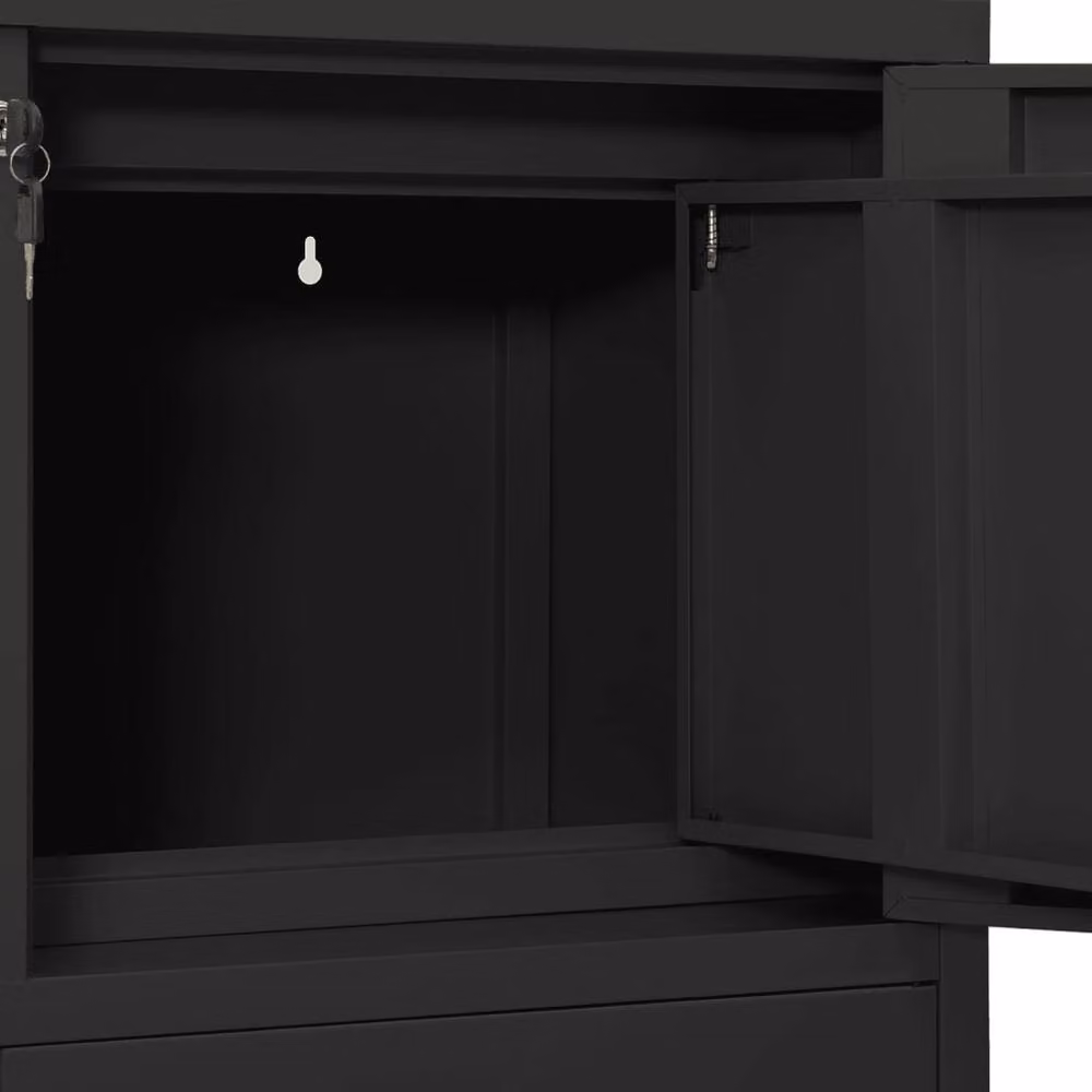 Berkfield Home Office Cabinet in Anthracite and Black Steel, W/D/H: 90 x 40 x 102 cm – 3